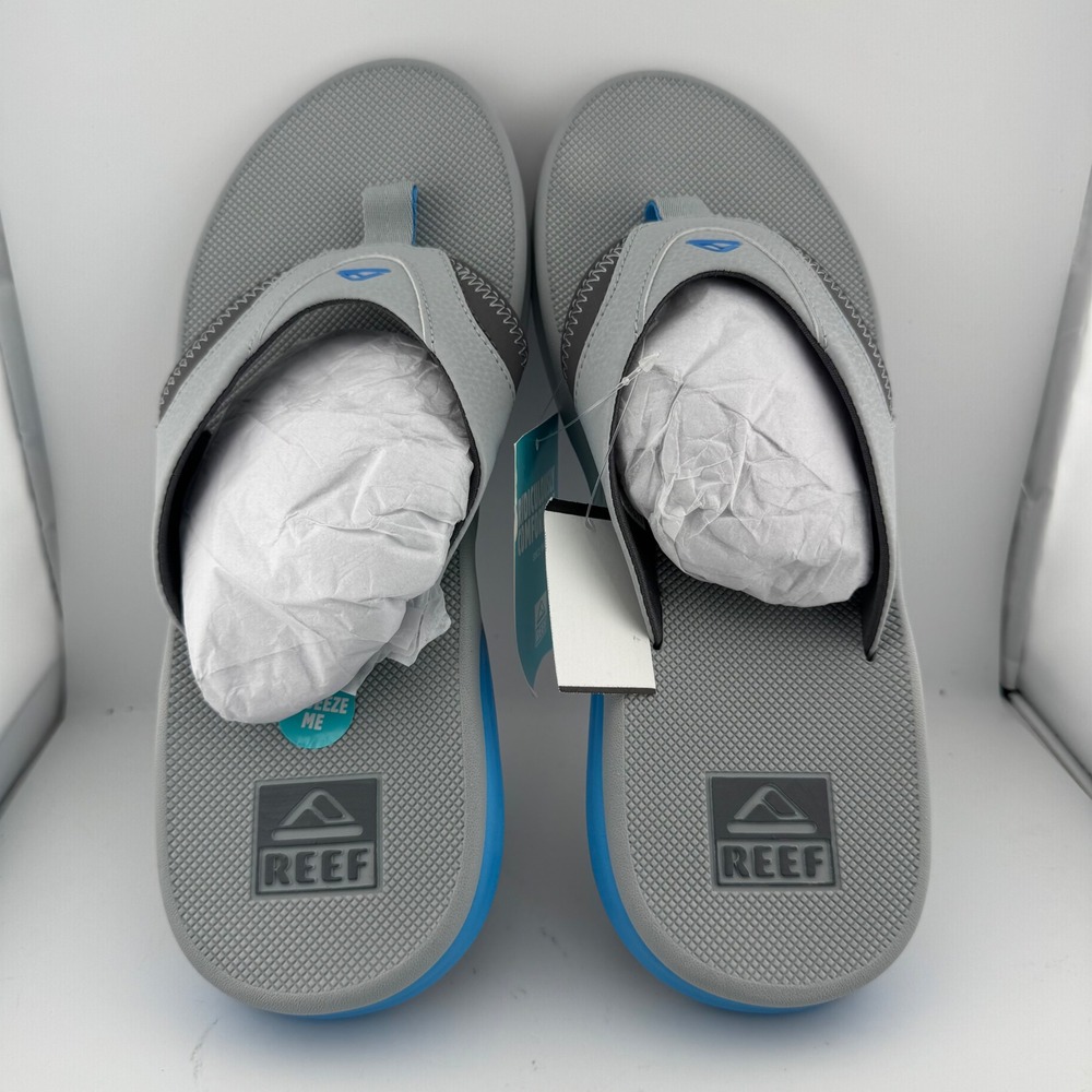 Reef Cushion Fanning Mens 10 Grey Blue New Bottle Opener Sandals CJ8927